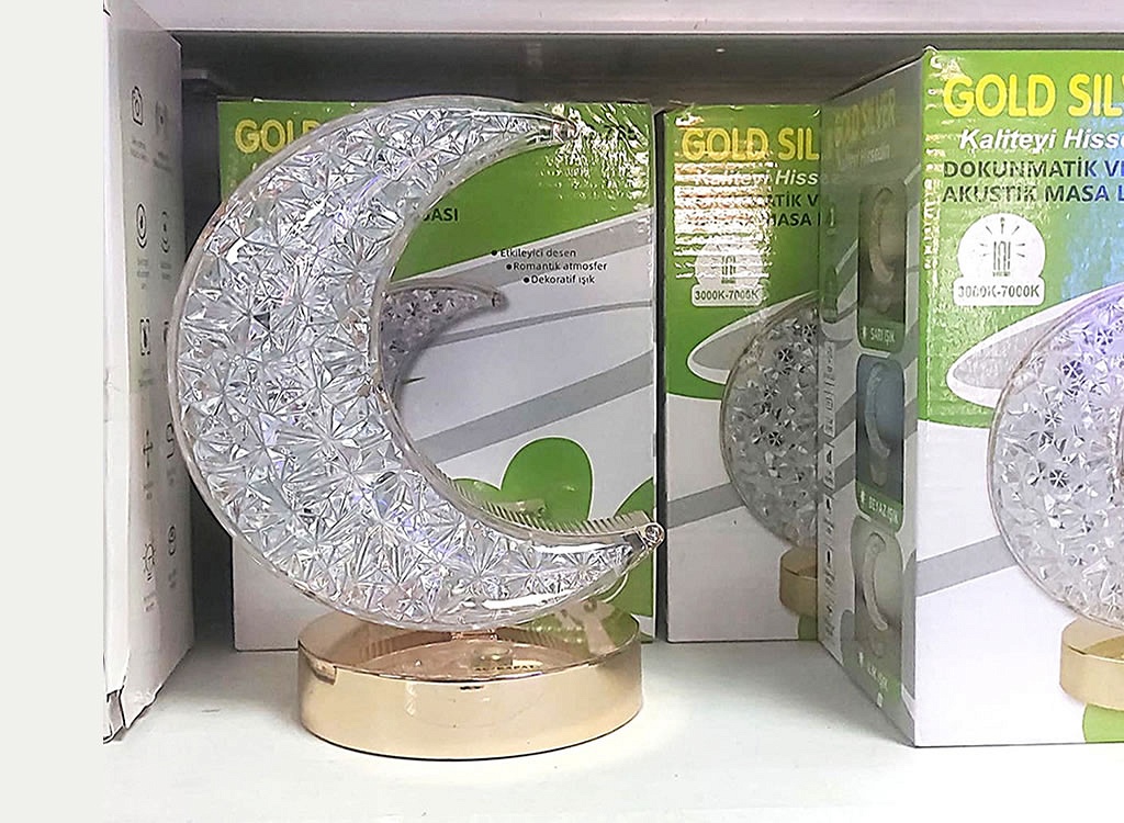 Ay Evreli Dokunmatik LED Gece Lambası & Dijital Saat – Alarm