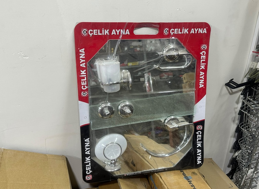 6 Çelik Ayna Banyo Aksesuar Seti – Parça