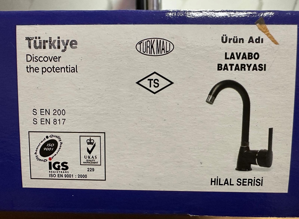 Hilal Serisi – Siyah / Krom Standart Lavabo Bataryası