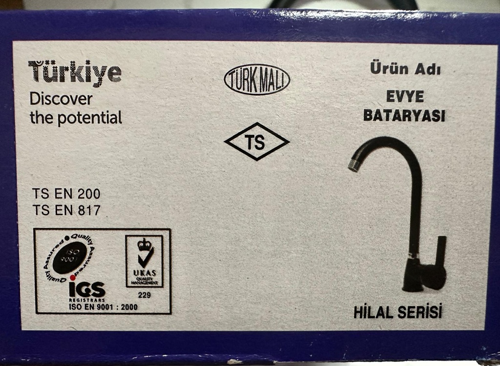 Hilal Serisi – Siyah / Krom Standart Mutfak Bataryası