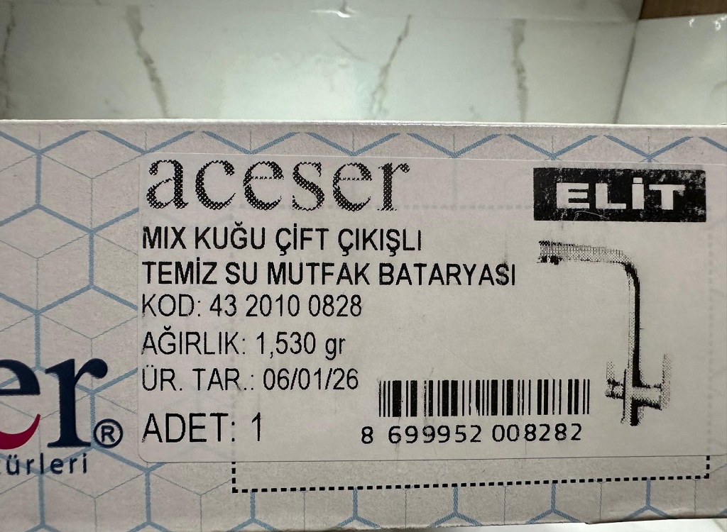 Aceser Elit – Mix Kuğu Çift Çıkışlı Temiz Su Mutfak Bataryası